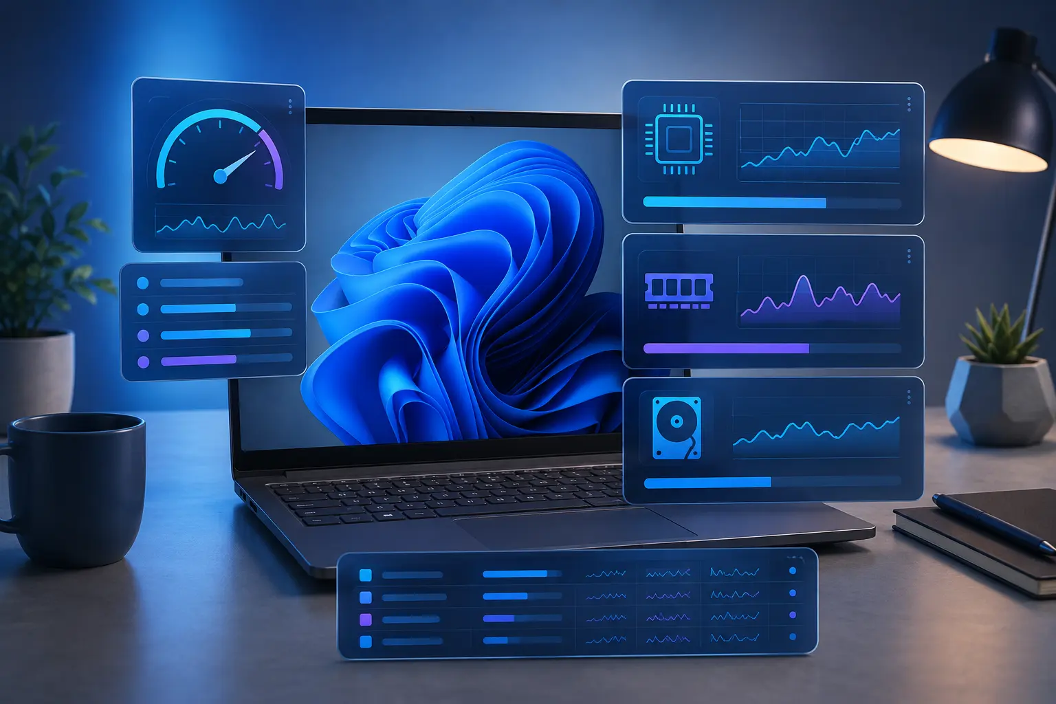Computer con pannelli di diagnosi delle prestazioni